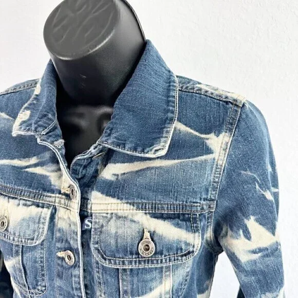 Silver Jeans Button Front Acid Wash Denim Jean Jacket Blue Size Extra Small - Picture 3 of 11